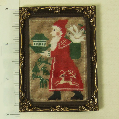 Counted petit point kit - Red Santa Pattern with a frame
